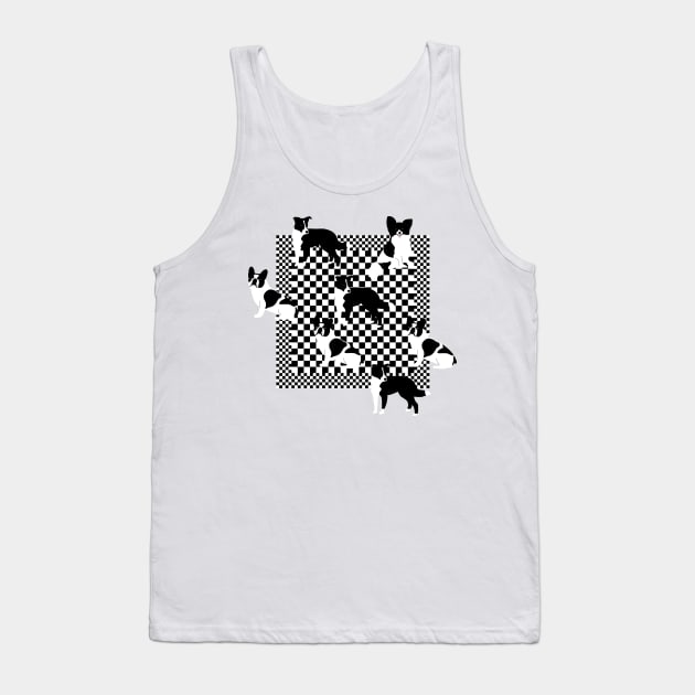 Mix Of Black And White Dogs on a Checker Tank Top by okpinsArtDesign